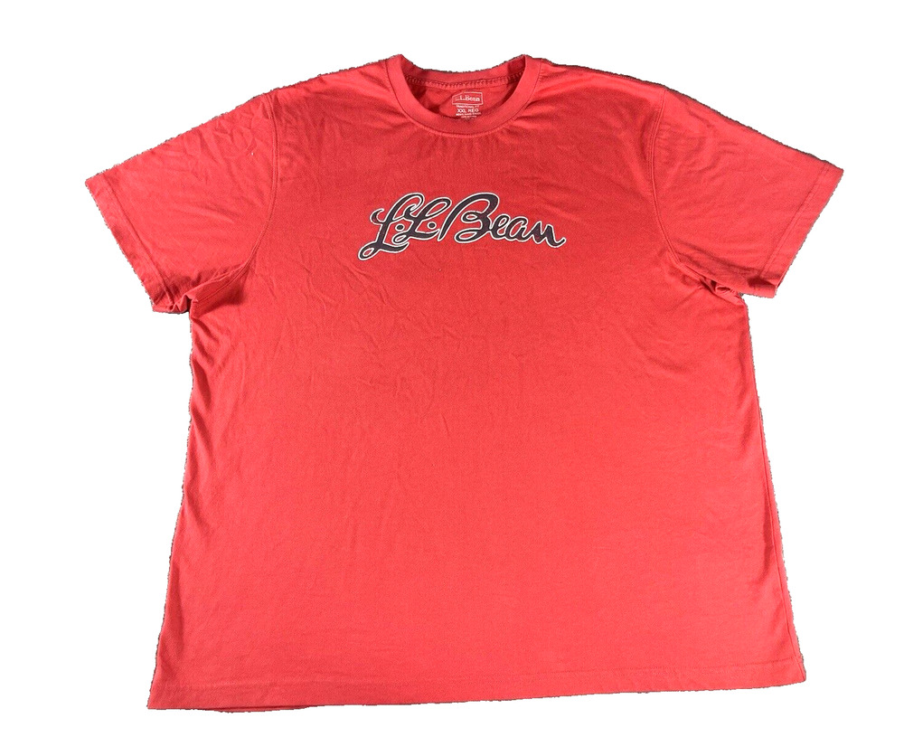 LL Bean Shirt Mens XXL Regular Traditional Fit Red Short Sleeves 100% Cotton